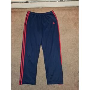 Adidas Classic 3 Stripes Track Pants Navy Blue Red Straight Leg Mens Medium